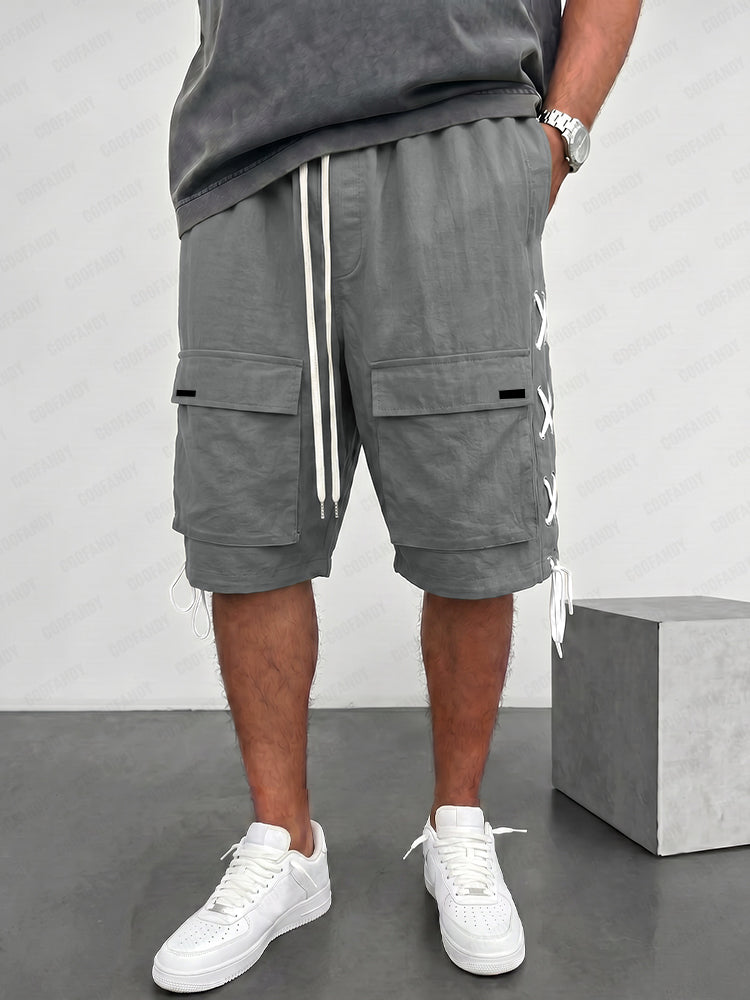 Unique String Design 100% Cotton Cargo Shorts