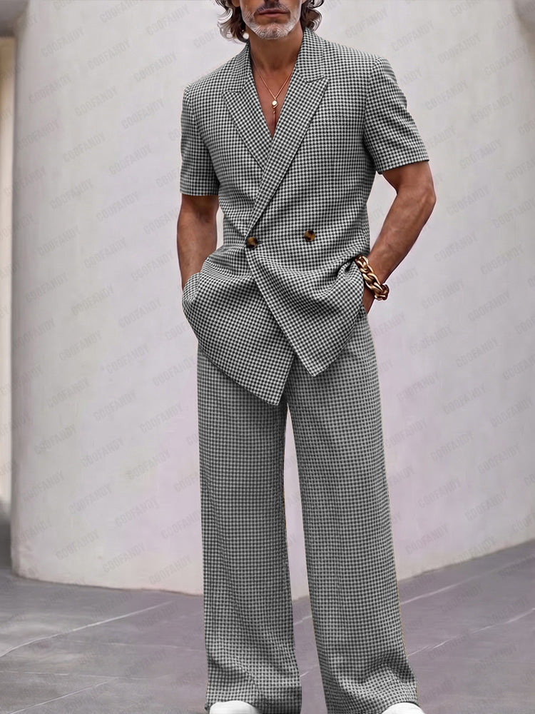 Vintage Smart Casual Plaid Matching Set