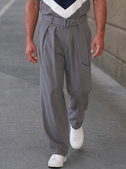 Casual Loose Color Block T-shirt Pants Sets