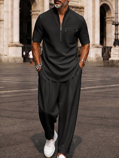 Modern Minimalist Short Sleeve Shirt Pants Set