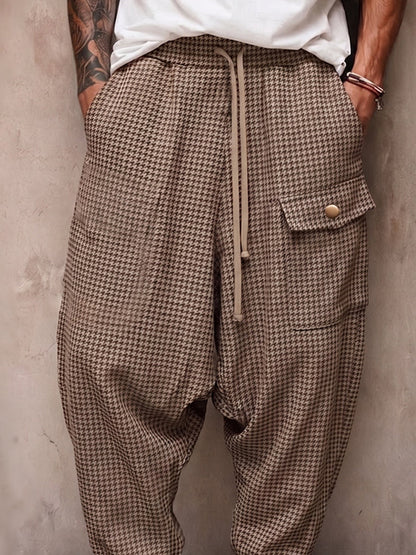 Casual Plaid Drop Crotch Joggers