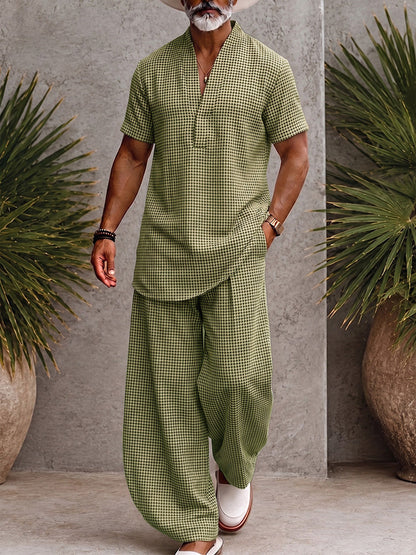 Classic Relaxed Fit Plaid Print Matching Set