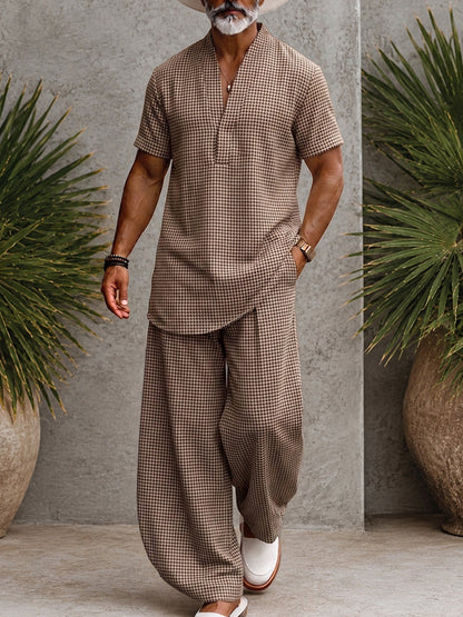 Classic Relaxed Fit Plaid Print Matching Set