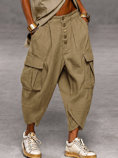 Casual Drop Crotch Cargo Harem Pants