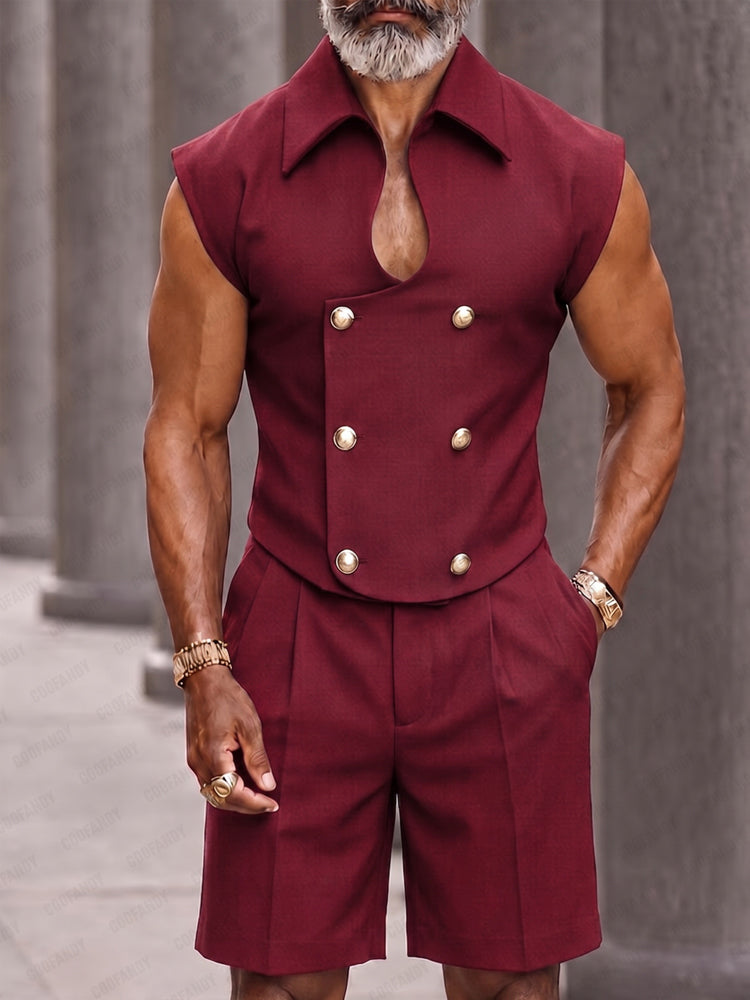 Stylish Tailored Sleeveless Vest Shorts Set