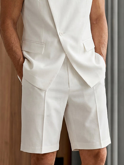 Smart Casual Relaxed Fit Suit Vest and Shorts Set