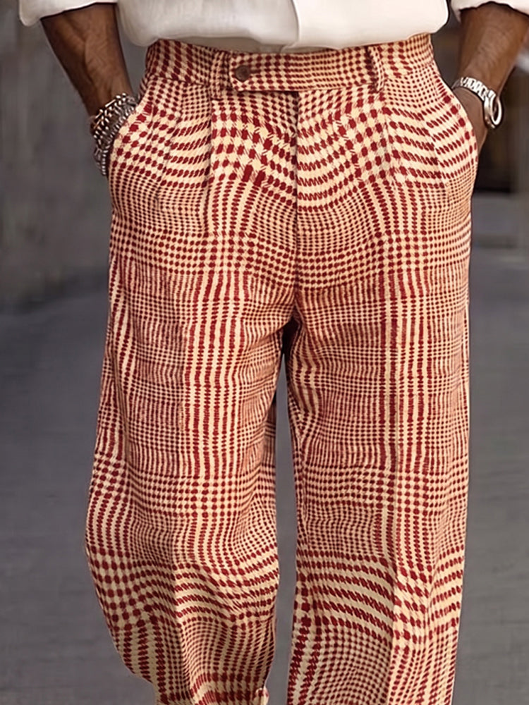 Smart Casual Plaid Pattern Suit Pants