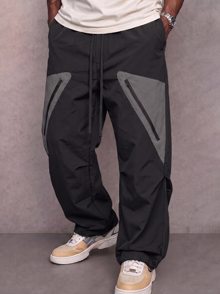Versatile Utility Contrast Zipper Pockets Cargo Pants