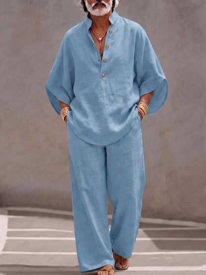 Minimalist 100% Cotton Batwing Sleeve Top and Pants Set