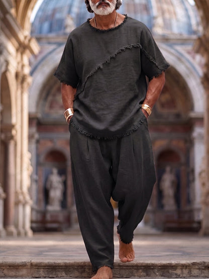 Minimalism Nature Raw Edge Cotton Matching Set
