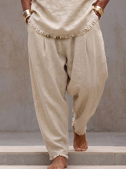 Minimalism Nature Raw Edge Cotton Matching Set