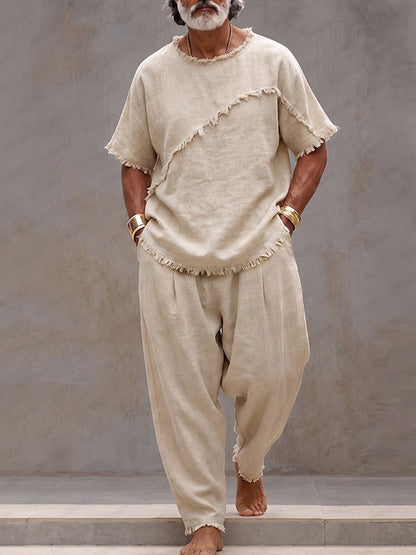 Minimalism Nature Raw Edge Cotton Matching Set