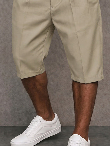 Modern Commuter Button Accent Suit Shorts