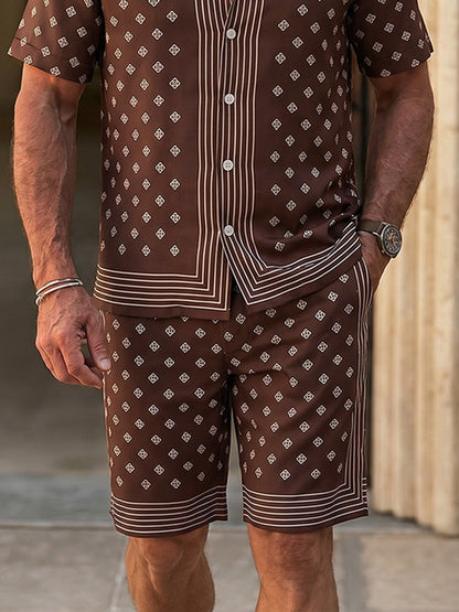Luxury Resort Style Printed Shorts Set