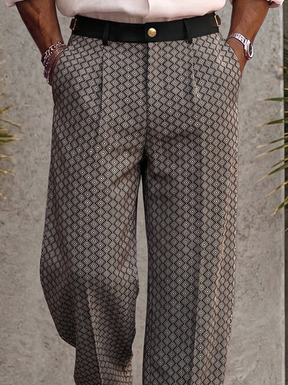 Smart Casual Geometric Print Suit Pants