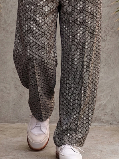 Smart Casual Geometric Print Suit Pants
