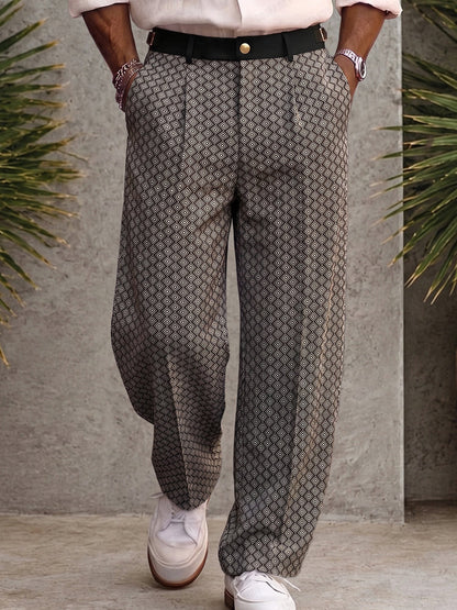 Smart Casual Geometric Print Suit Pants