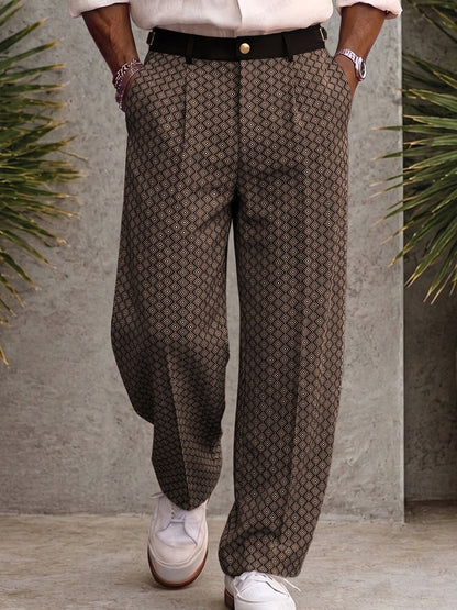 Smart Casual Geometric Print Suit Pants