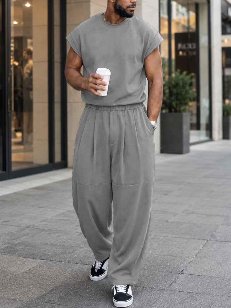Minimalist Casual Loose Tank Top Pants Set