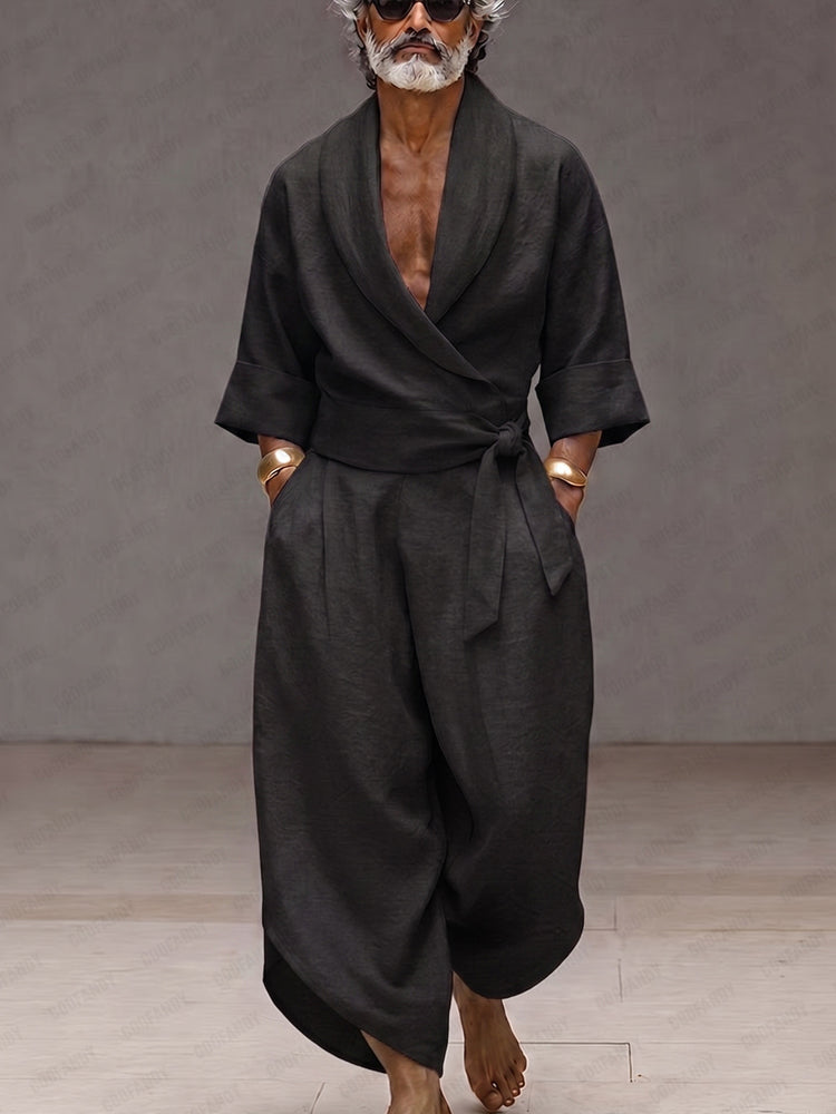 Urban Minimalist 100% Cotton Tie-Up Shirt Set