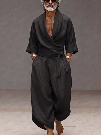 Urban Minimalist 100% Cotton Tie-Up Shirt Set