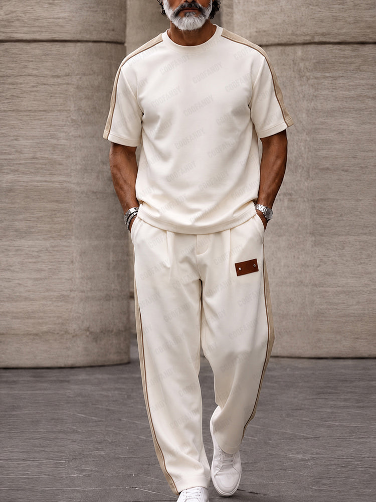 Urban Casual Contrast Patchwork Matching Set