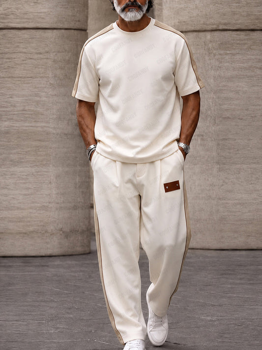 Urban Casual Contrast Patchwork Matching Set