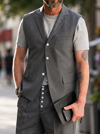 Smart Casual Vest and Shorts Suit Set