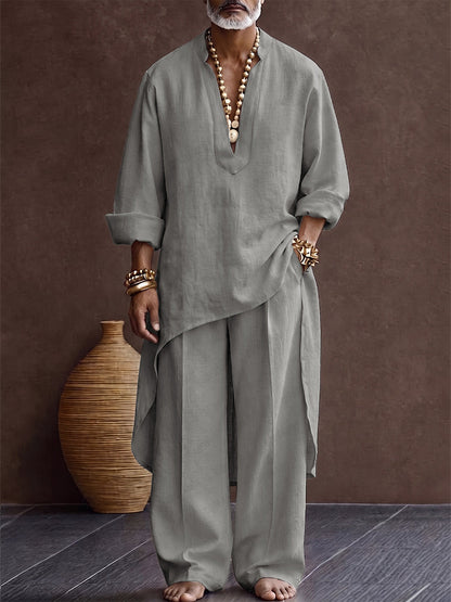 Zen-inspired 100% Cotton High Low Hem Longline Top Set