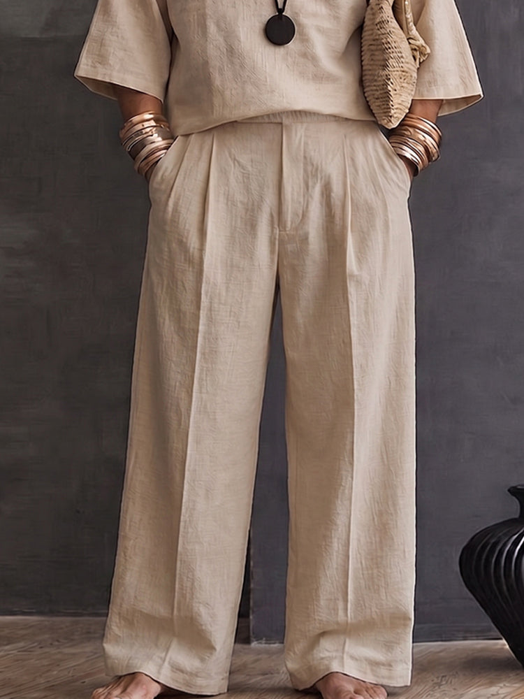 Natural Loose Fit Cotton Shirt Pants Set