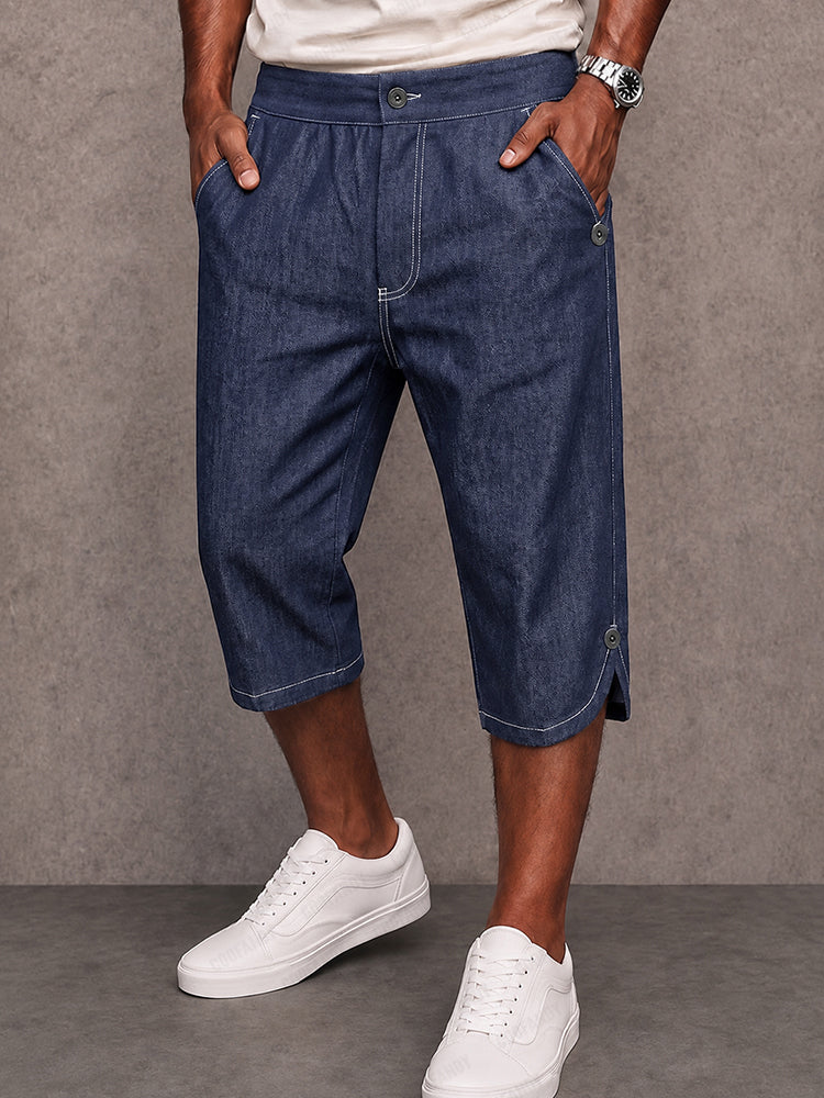 Urban Vintage Washed Denim Capri Shorts