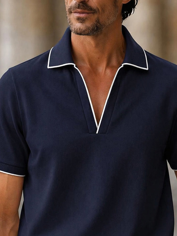 Versatile Casual Contrast Tipping Polo Shirt
