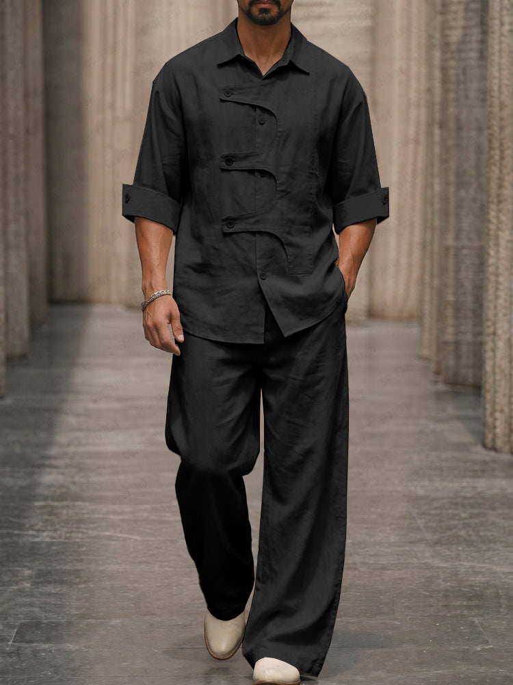 Unique Designer Button Placket Shirt Pants Set