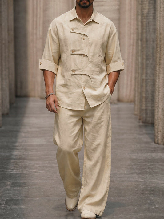 Unique Designer Button Placket Shirt Pants Set