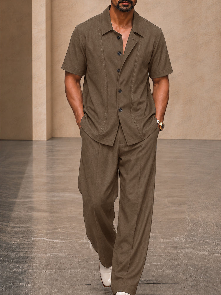 Contemporary Short Sleeve Shirt Wide Leg Pants Set