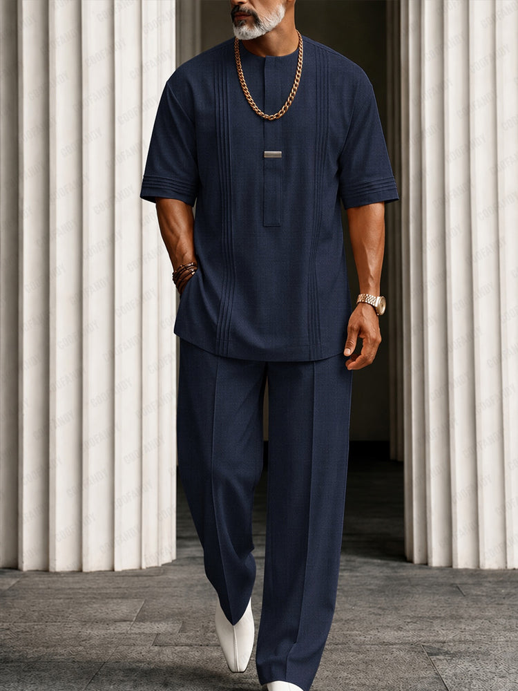 Essential Leisure Pleated Detail T-Shirt Pants Set
