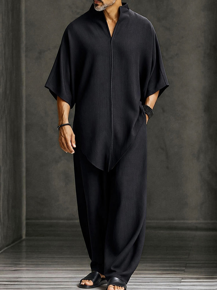 Minimalist Loose Asymmetrical Hem T-Shirt Set