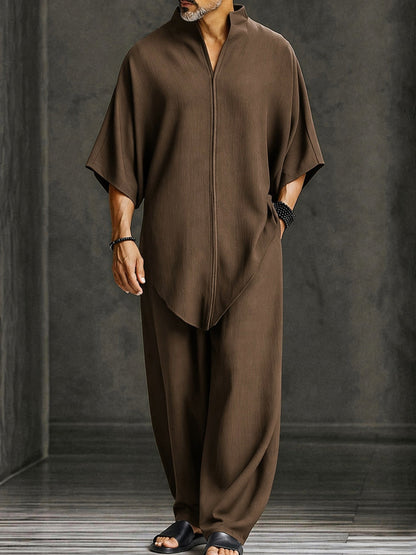 Minimalist Loose Asymmetrical Hem T-Shirt Set