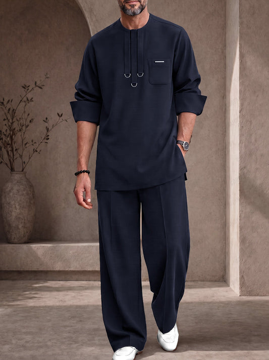Utility Casual D-Ring Details Shirt Pants Set