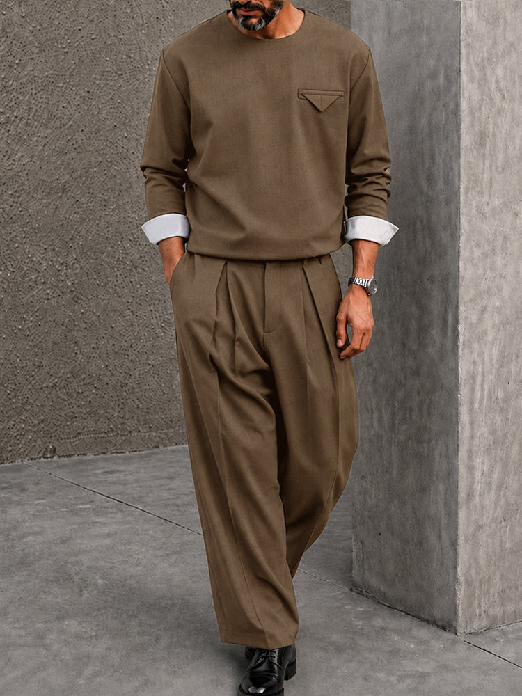 Smart Casual Contrast Cuff 2-Piece Suit Set