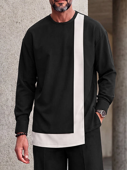 Unique Colorblock Asymmetrical Hem T-Shirt Set