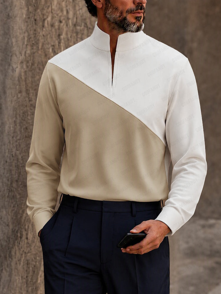 Urban Casual Contrast Color Long Sleeve Top