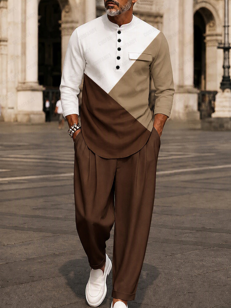 Modern Relaxed Fit Colorblock Shirt Set