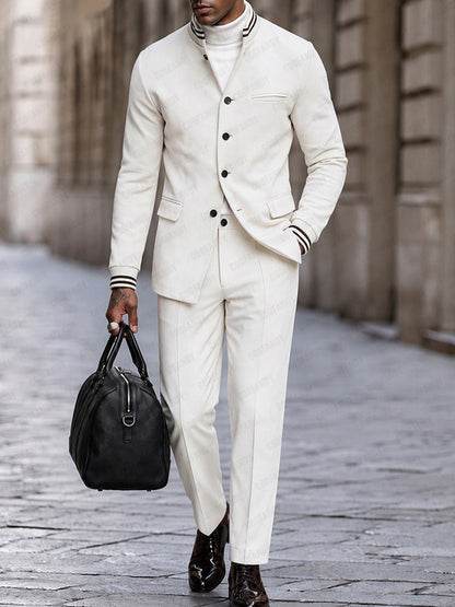 Smart Casual Contrast Rib Detail Jacket Set