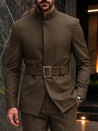 Urban Sleek Belted Blazer and Pants Set