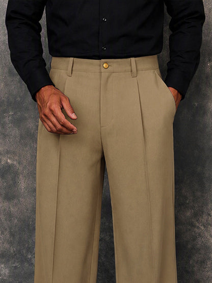 Modern Wide Leg Pants with Button Cuff Detail