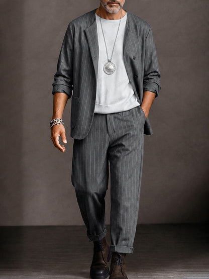 Smart Casual Pinstripe Suit Set