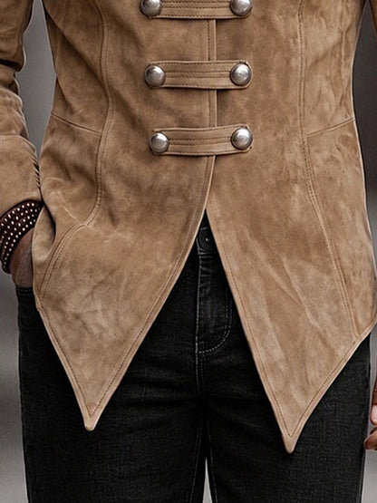 Vintage Faux Suede Stand Collar Jacket