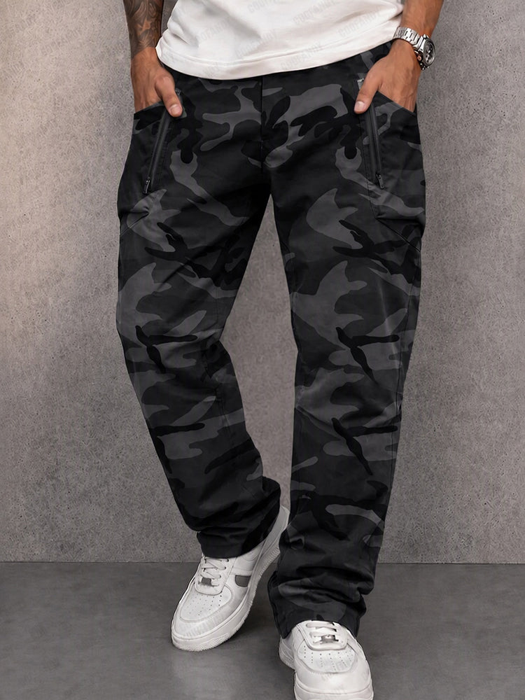 Casual Camo Print Elastic Waist Cargo Pants