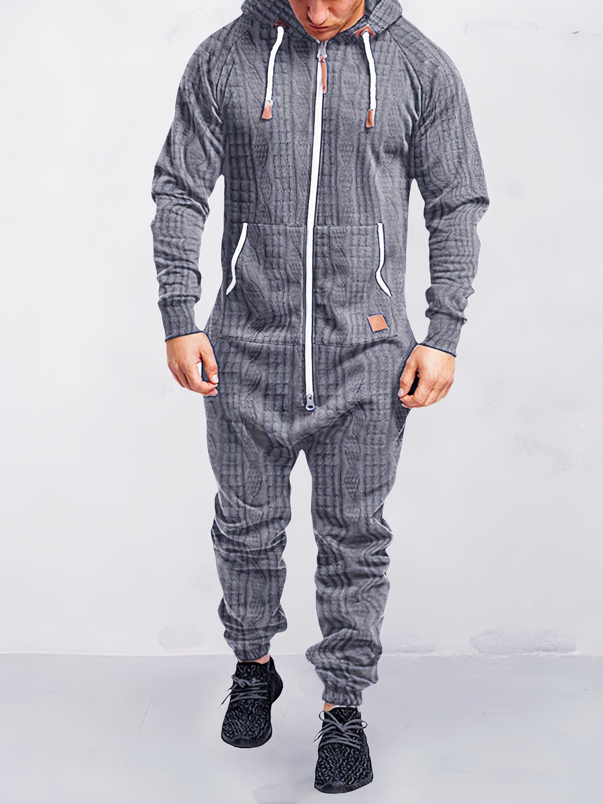 Soft Textured Hooded Jumpsuit